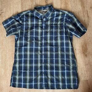 Eddie Bauer Men's Blue Plaid Short Sleeve Shirt ventilated TXL